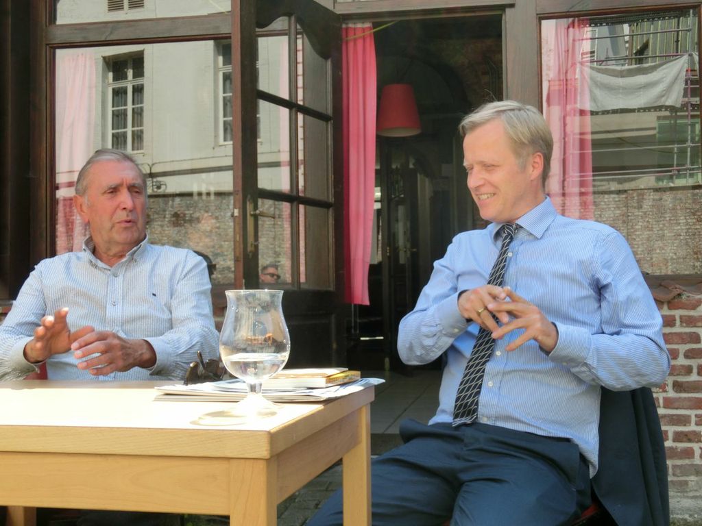 Kurator Jacob Fabricius (rechts), Direktor Steven Op de Beeck, Mechelen 2013