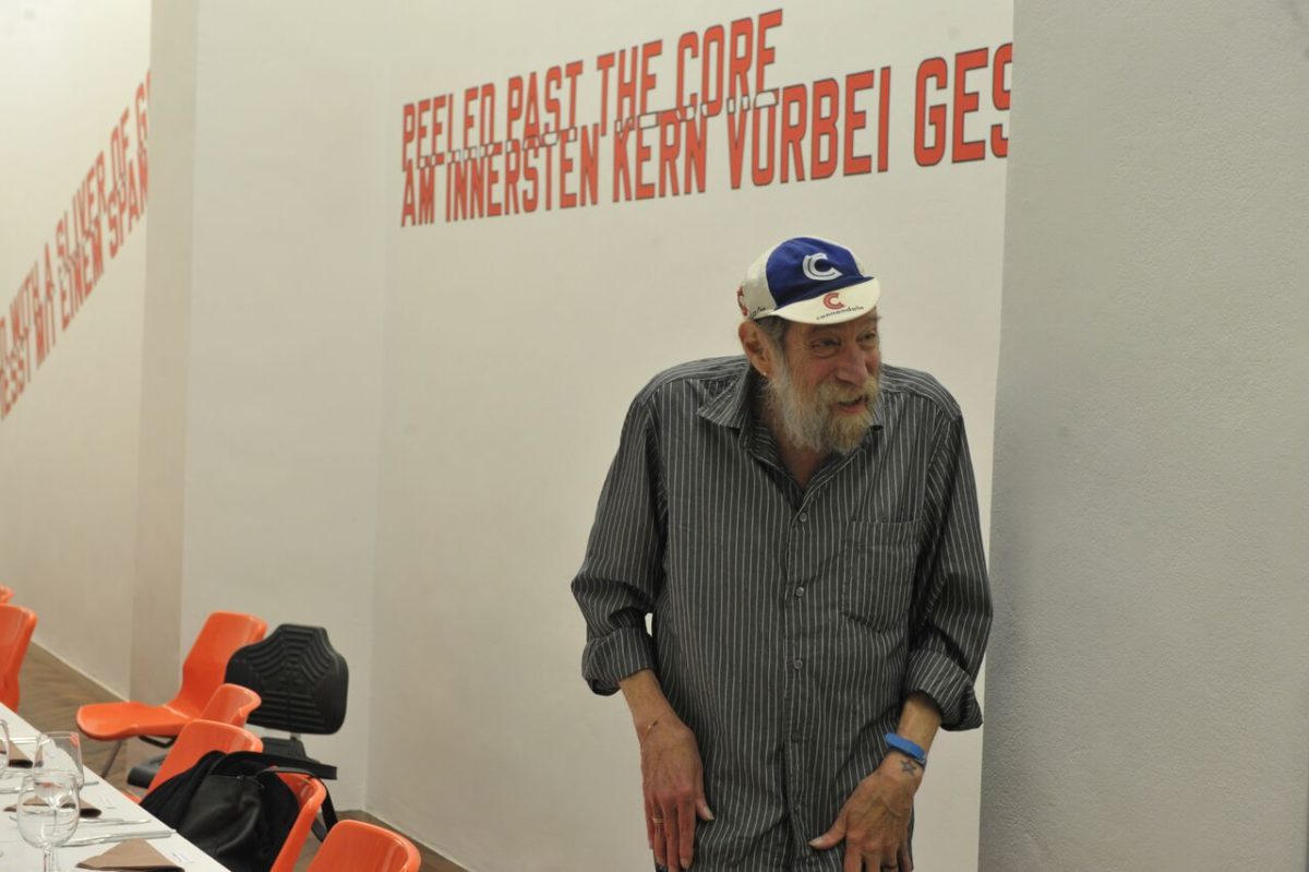 Lawrence Weiner, 07. September at the preopening of his show at Gallery Hubert Winter, Vienna