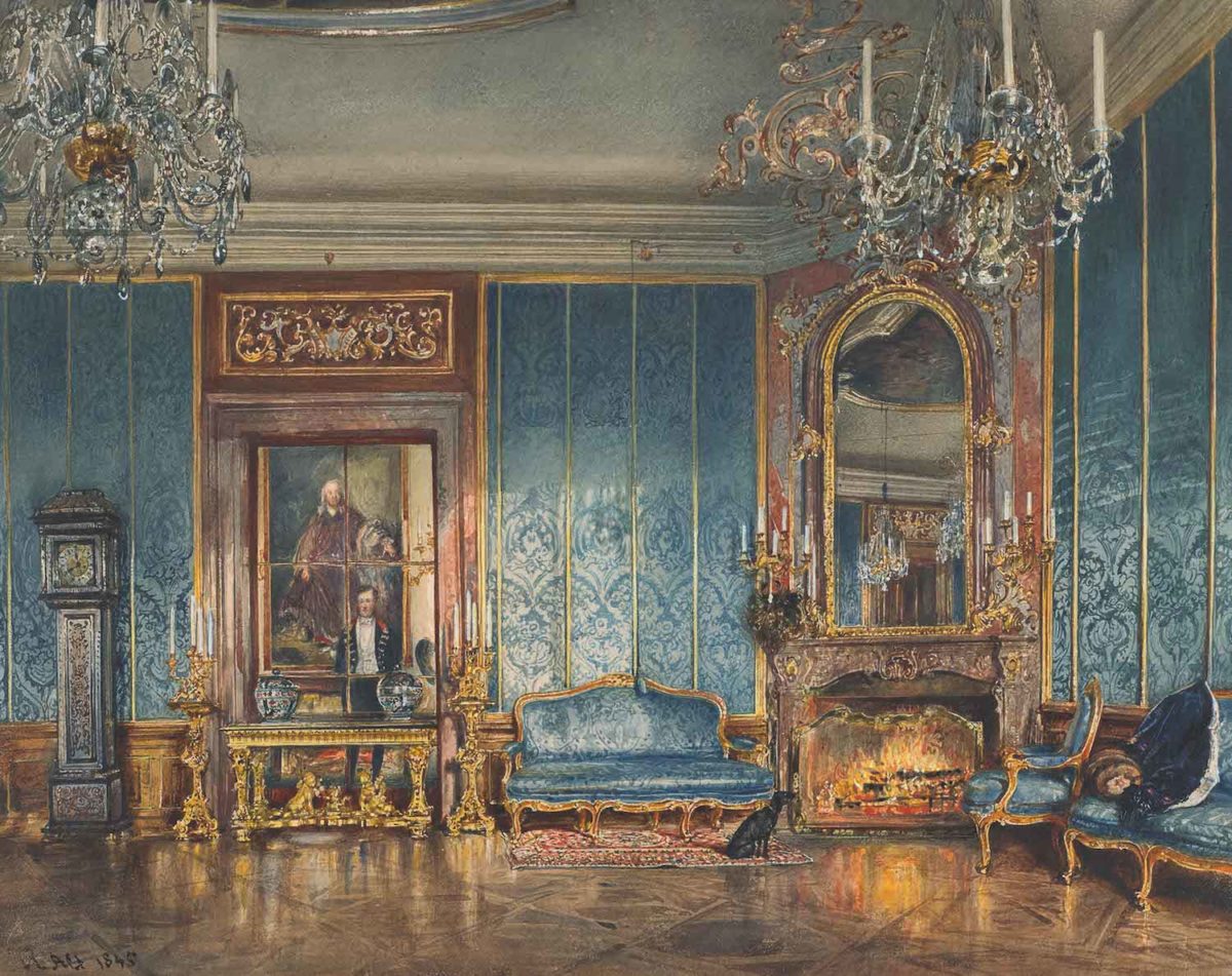 Rudolf von Alt, Der Blaue Salon in Schloss Feldsberg, 1845, Aquarell. © LIECHTENSTEIN. The Princely Collections, Vaduz–Vienna