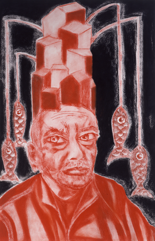 Francesco Clemente Self-Portrait in White, Red and Black I, 2008 Pastell auf Papier ALBERTINA, Wien – The JABLONKA Collection © Francesco Clemente